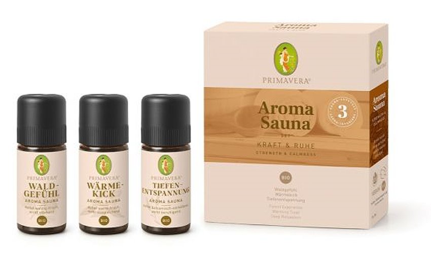 Set Aroma Sauna Kraft Ruhe Primavera ViVere Aromapflege NL