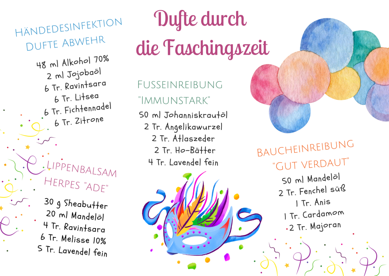 Dufte durch die Faschingszeit ViVere Aromapflege
